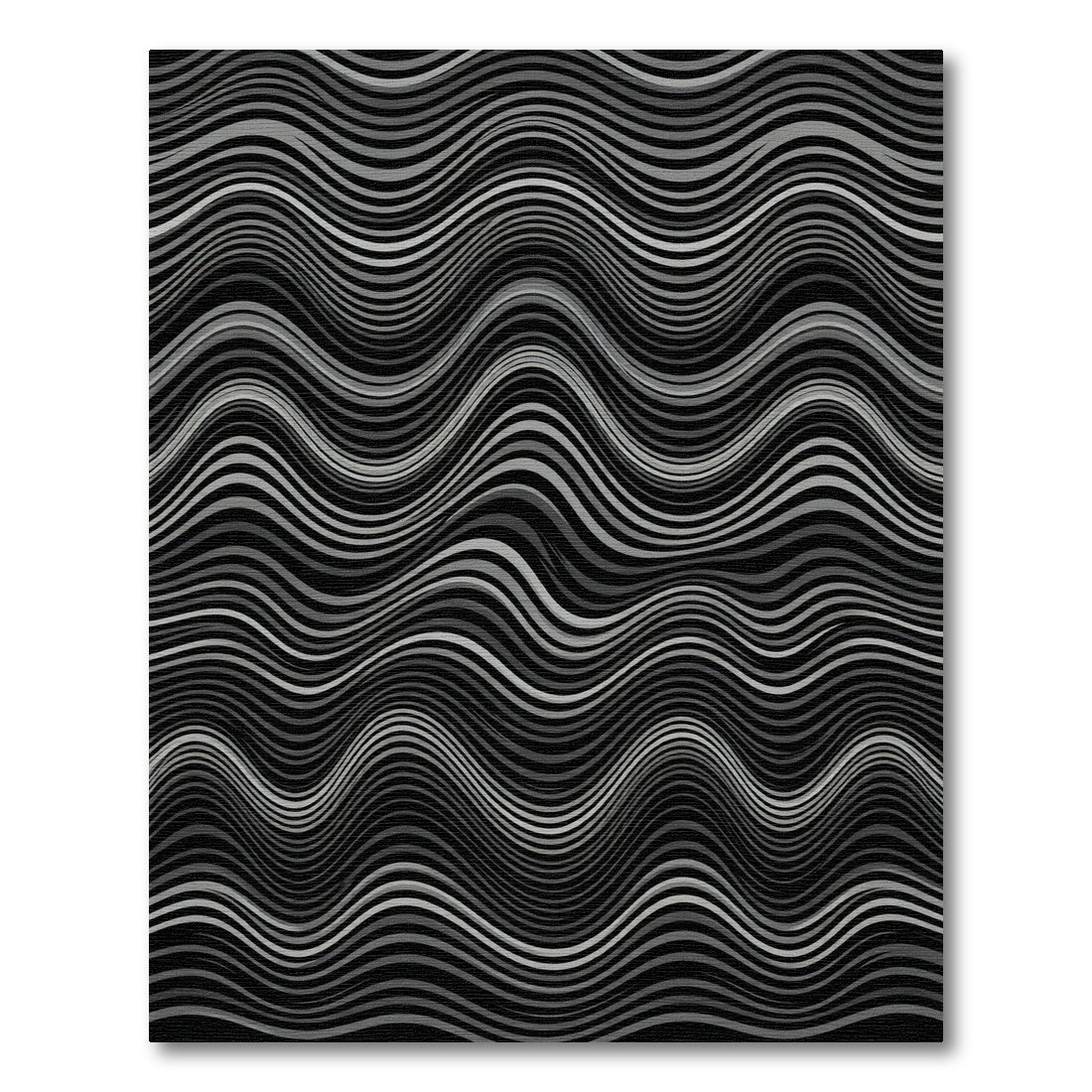 Gray Wavy Striped Optical Illusion Rug