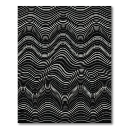 Gray Wavy Striped Optical Illusion Rug