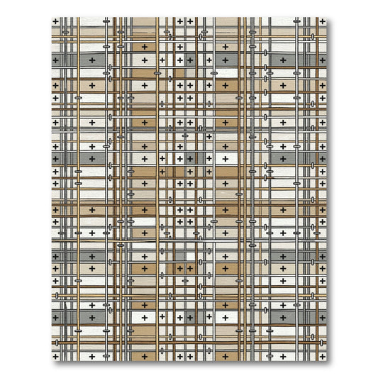 Neutral Earth Tone Plaid Grid Rug