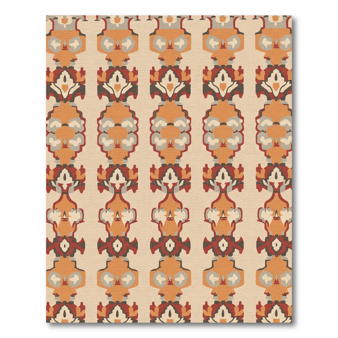 Rustic Orange Brown Tribal Ikat Rug