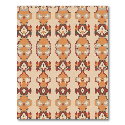 Rustic Orange Brown Tribal Ikat Rug