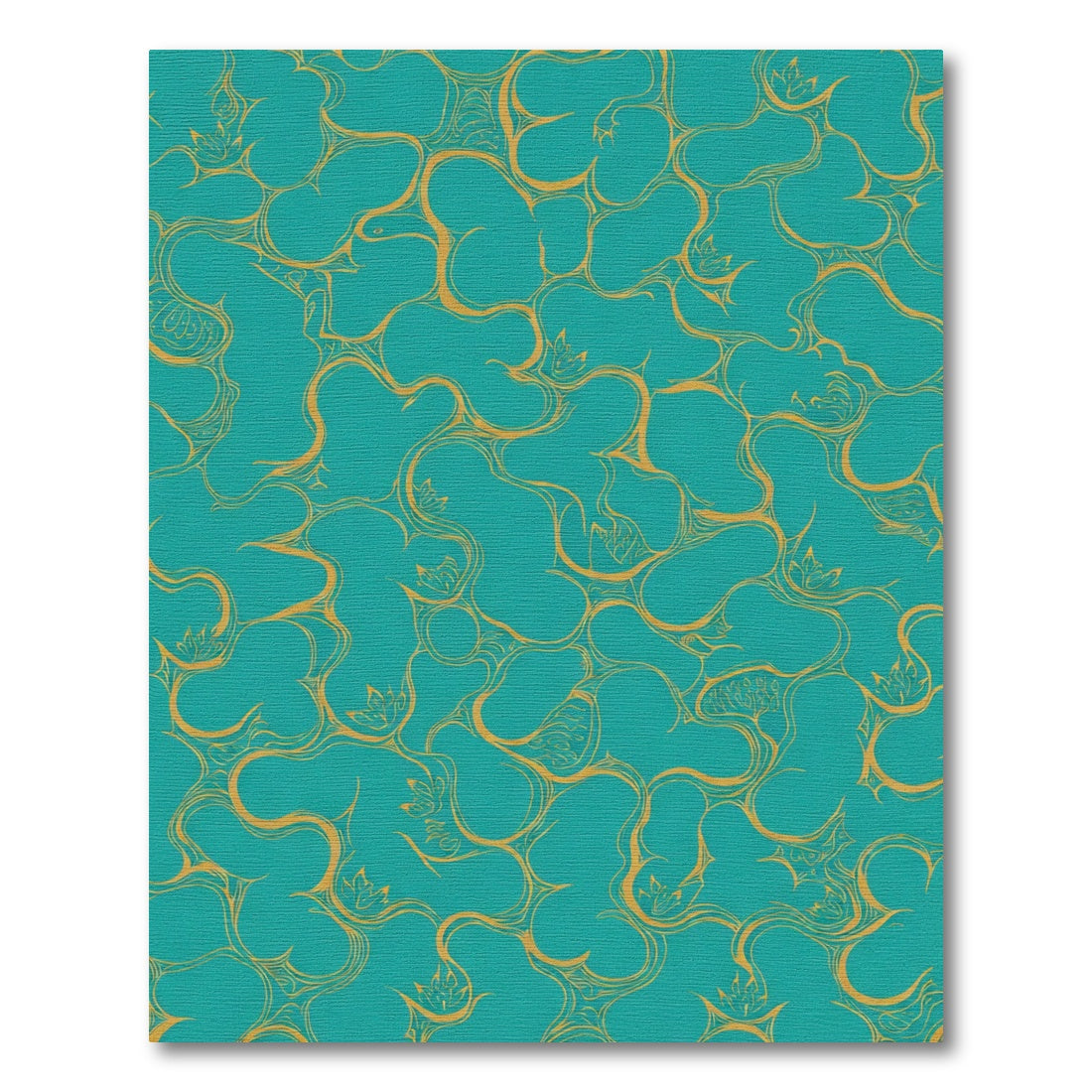 Teal Gold Flowing Vine Art Rug