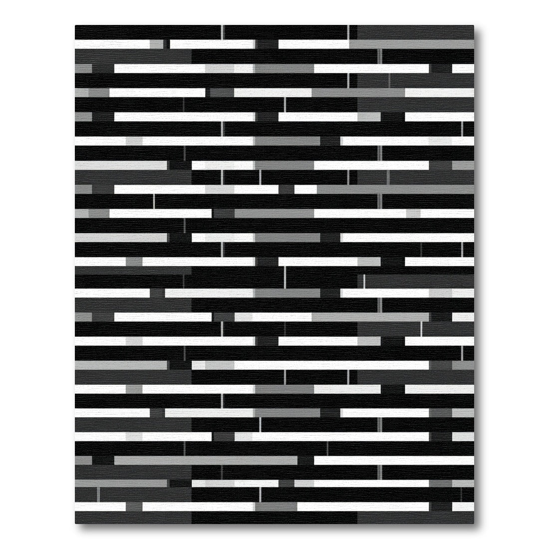 Modern Monochrome Geometric Interlocking Bar Rug