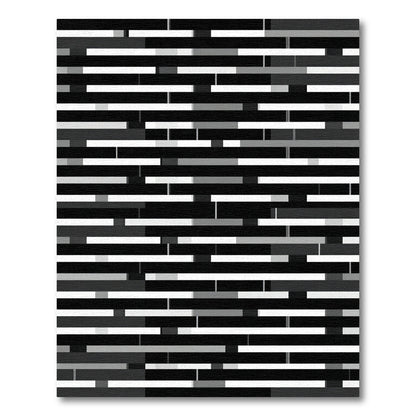 Modern Monochrome Geometric Interlocking Bar Rug