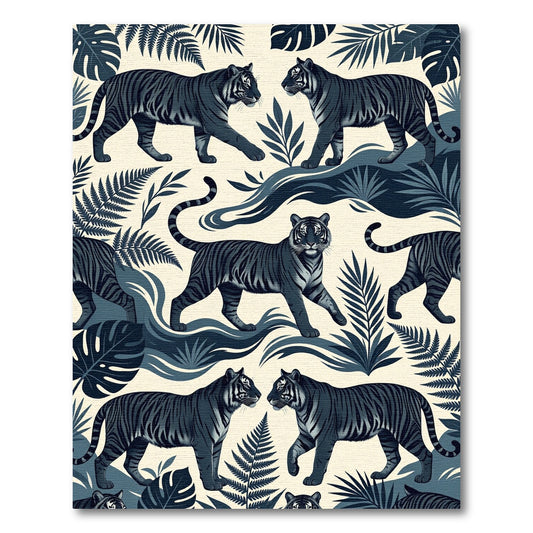 Dark Blue Tiger Jungle Walk Rug