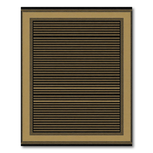 Black and Gold Striped Border Rug