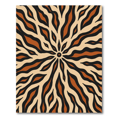 Brown Beige Outward Stripe Radiating Rug