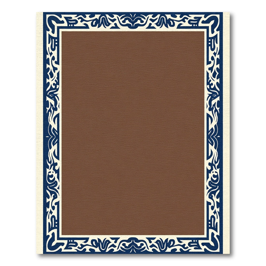 Deep Blue Ivory Organic Border Rug