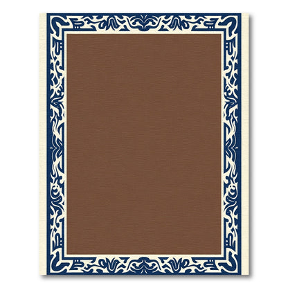Deep Blue Ivory Organic Border Rug