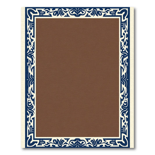 Deep Blue Ivory Organic Border Rug