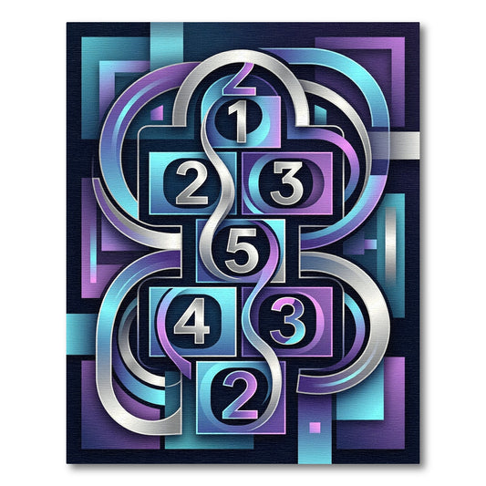 Modern Geometric Abstract Gradient Numerical Rug