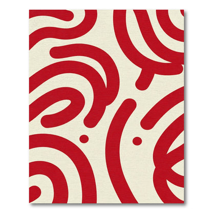 Crimson Swirl Abstract Dots Rug