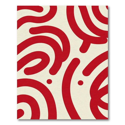 Crimson Swirl Abstract Dots Rug