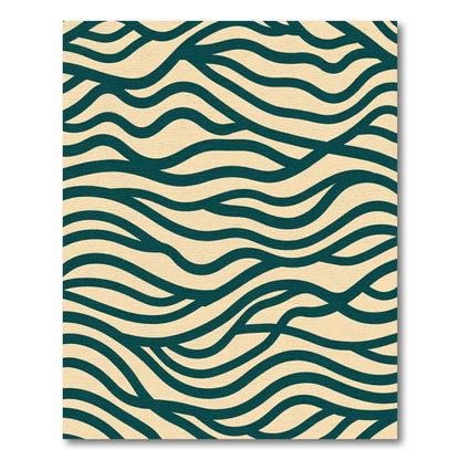 Teal Wave Pattern On Cream Background Rug