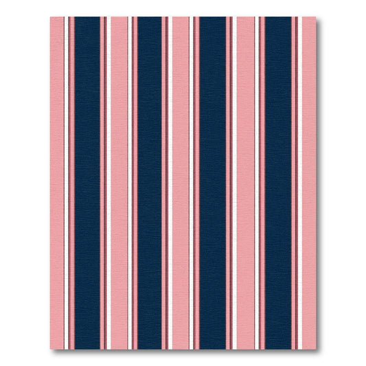 Navy Pink White Vertical Stripe Rug