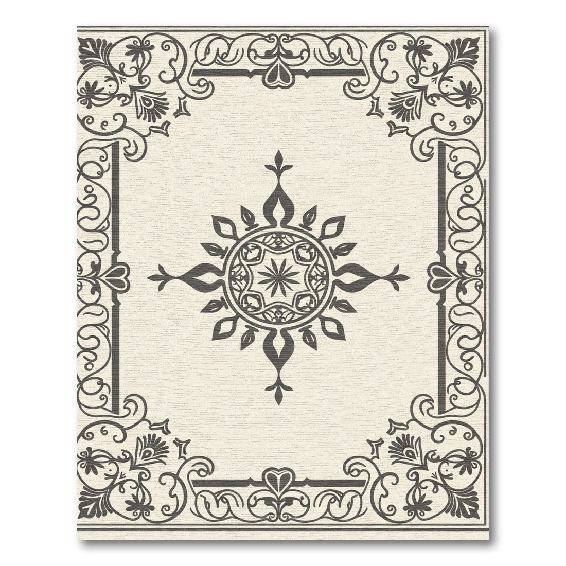 Classic Dark Gray Floral Medallion Rug