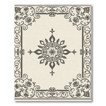 Classic Dark Gray Floral Medallion Rug