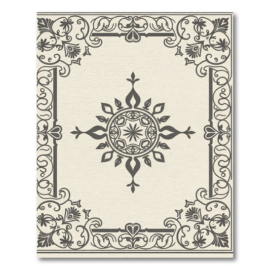 Classic Dark Gray Floral Medallion Rug