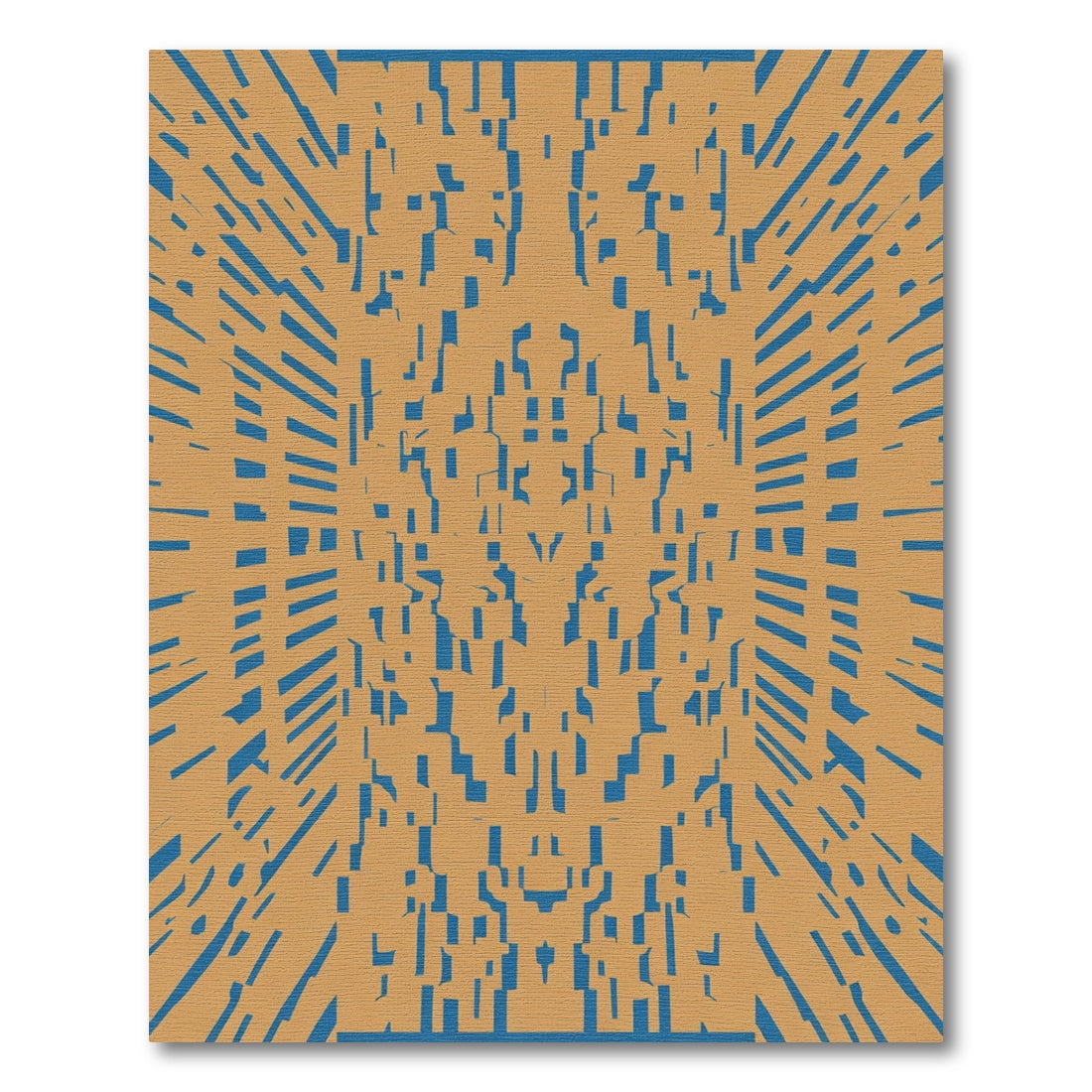Amber Blue Abstract Geometric Perspective Rug