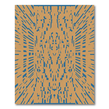 Amber Blue Abstract Geometric Perspective Rug