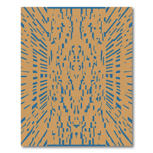 Amber Blue Abstract Geometric Perspective Rug
