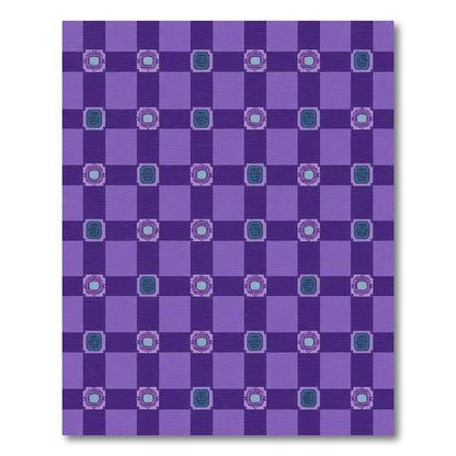 Purple Blue Checkerboard Geometric Medallion Rug