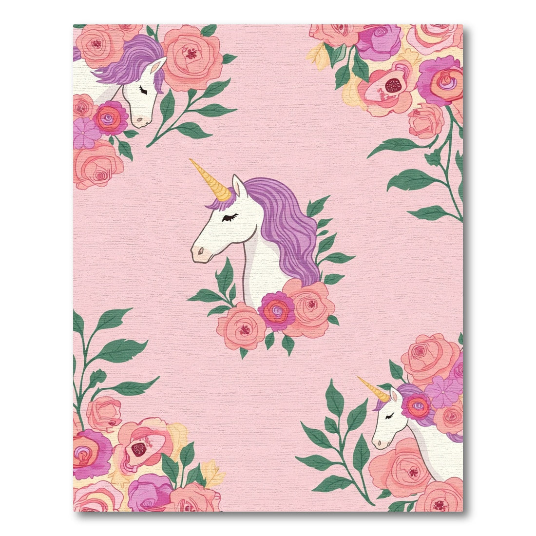 Whimsical Unicorn Floral Pink Garden Rug