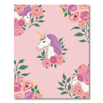 Whimsical Unicorn Floral Pink Garden Rug