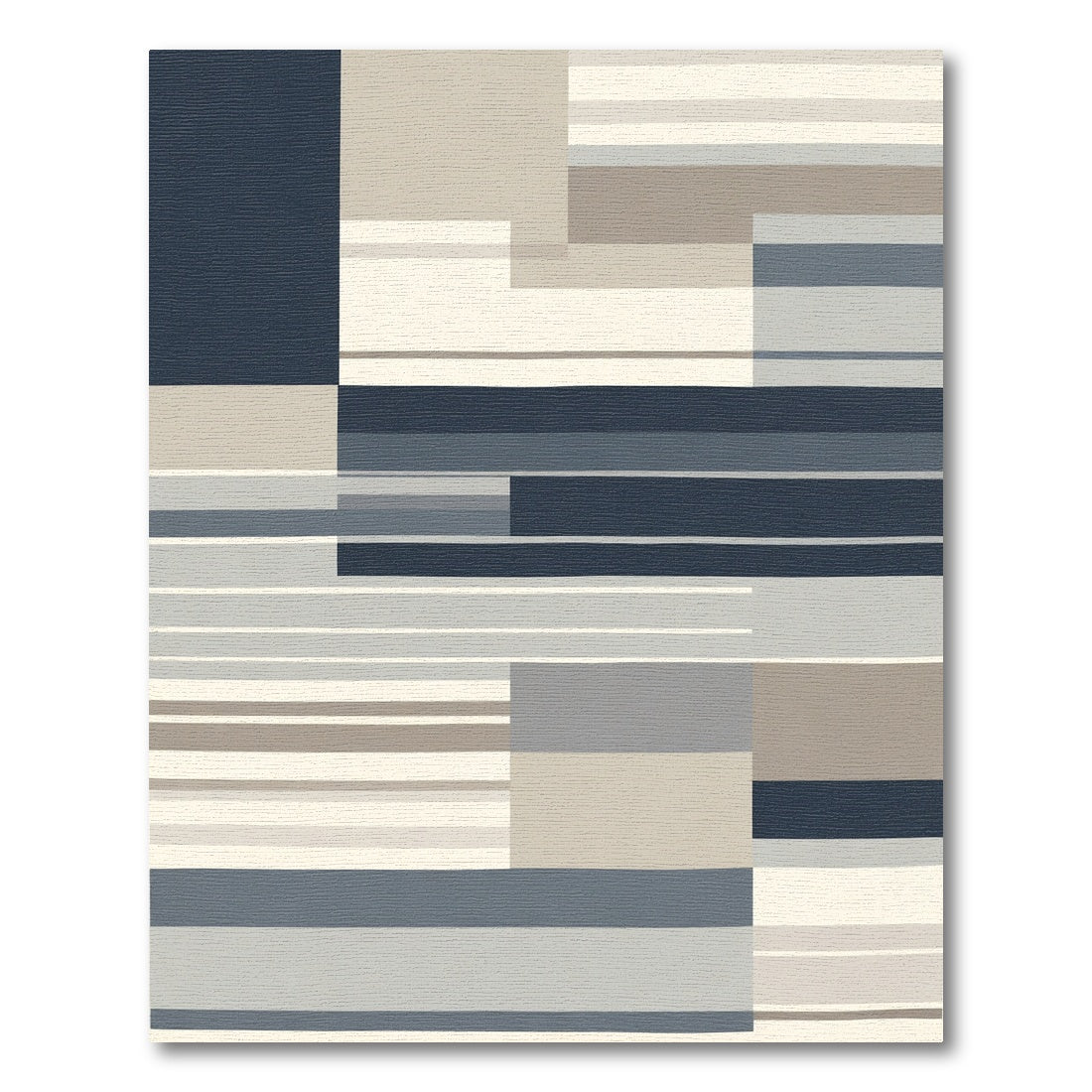 Abstract Blue Gray Stripe Rectangle Rug