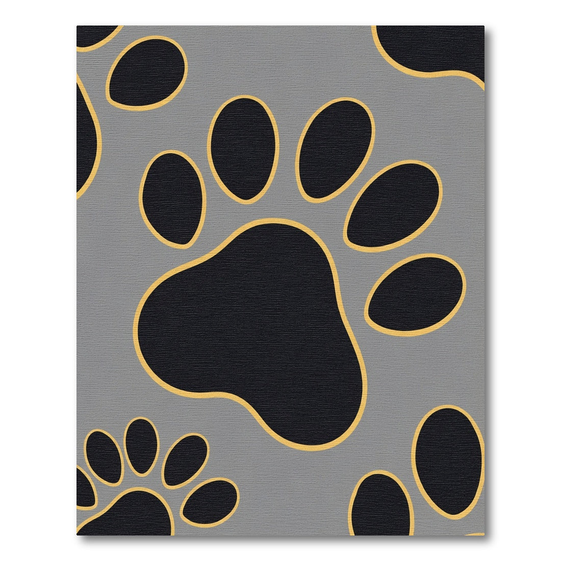 Gray Black Paw Print Outline Rug