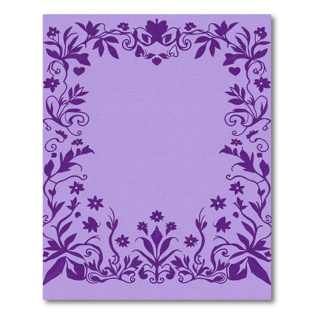 Purple Floral Vine Heart Border Rug