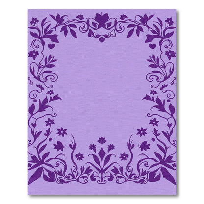 Purple Floral Vine Heart Border Rug