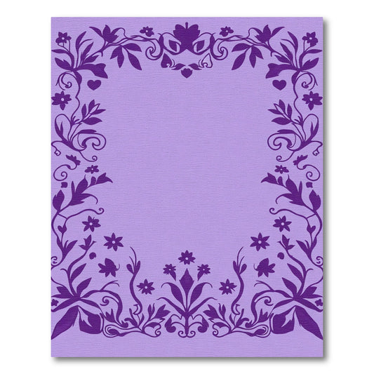 Purple Floral Vine Heart Border Rug