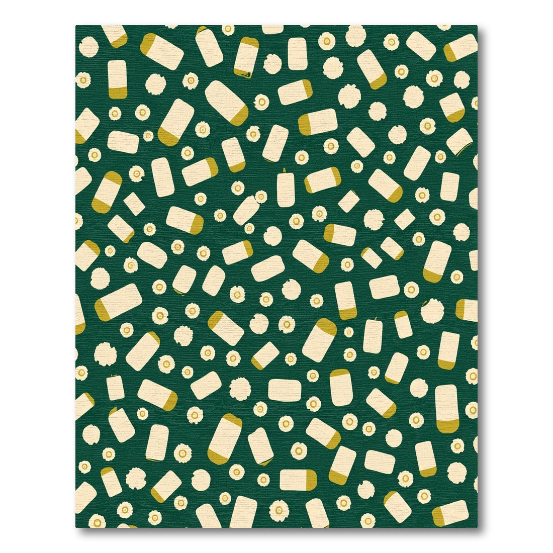 Green Cream Capsule Floral Scatter Rug