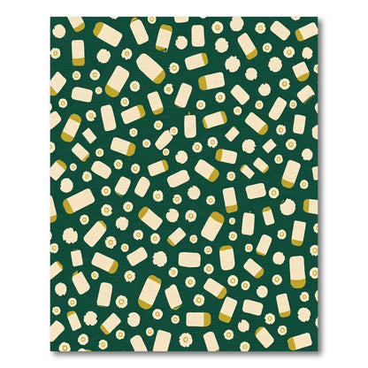 Green Cream Capsule Floral Scatter Rug