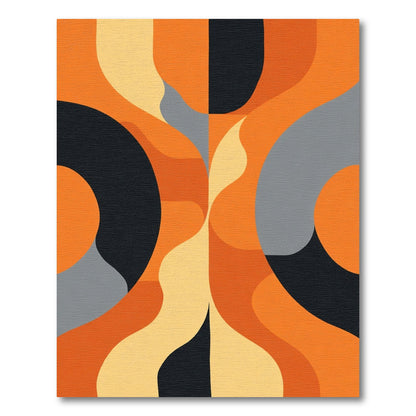 Bold Orange Abstract Curves Rug