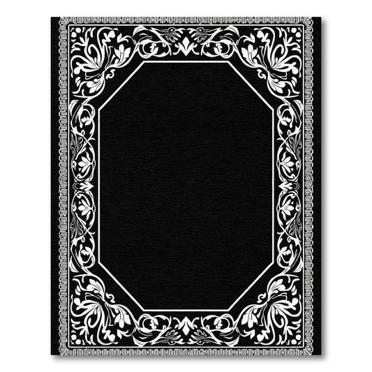 White Ornate Floral Octagon Border Rug
