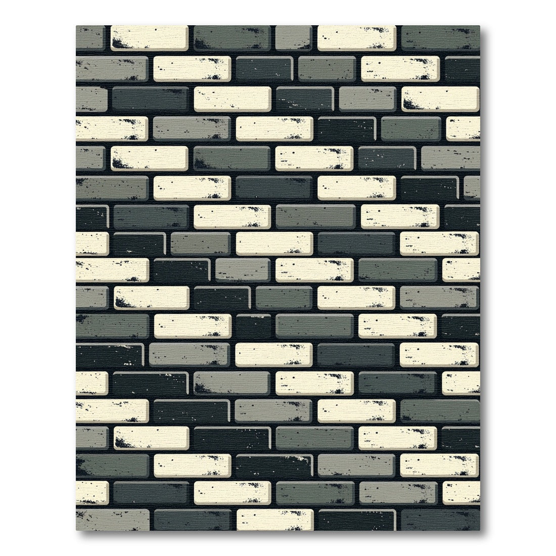 Modern Monochrome Alternating Brick Texture Rug