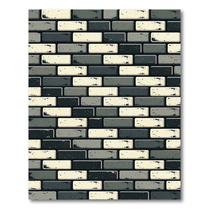Modern Monochrome Alternating Brick Texture Rug