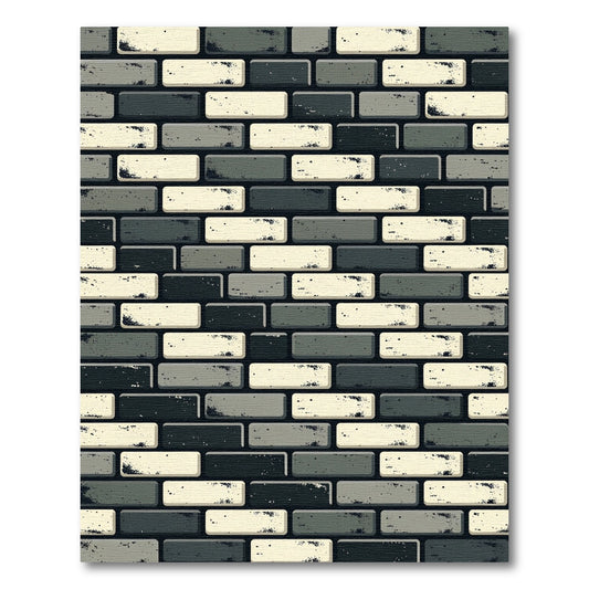 Modern Monochrome Alternating Brick Texture Rug