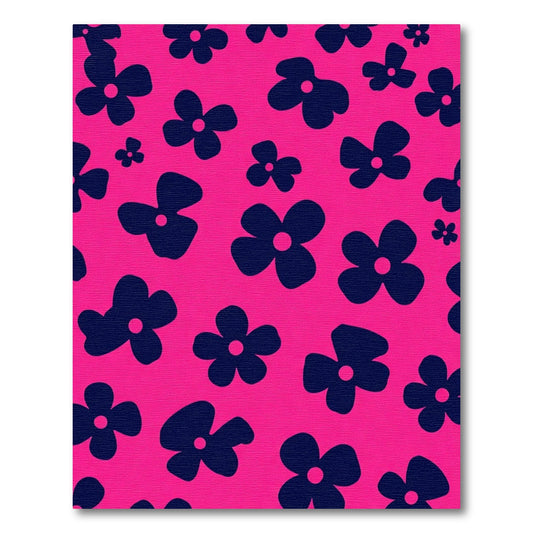 Bold Blue Floral On Pink Rug
