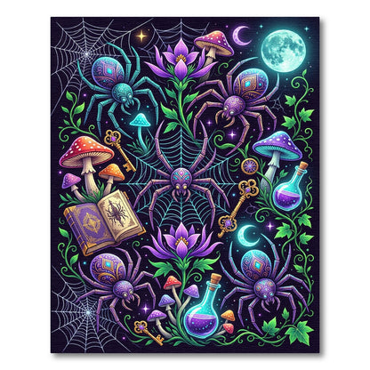 Mystical Purple Spider Lunar Forest Flora Rug