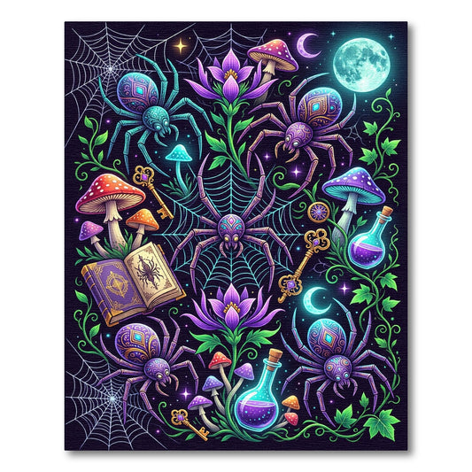 Mystical Purple Spider Lunar Forest Flora Rug