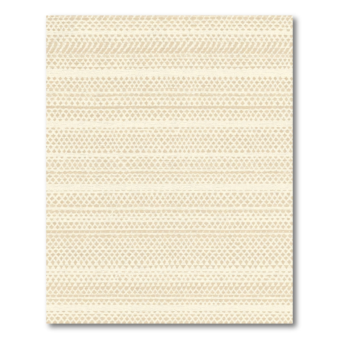 Textured Beige Horizontal Stripe Rug
