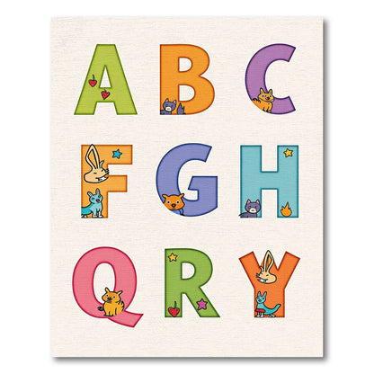 Whimsical Letters With Animals And Fruit Rug