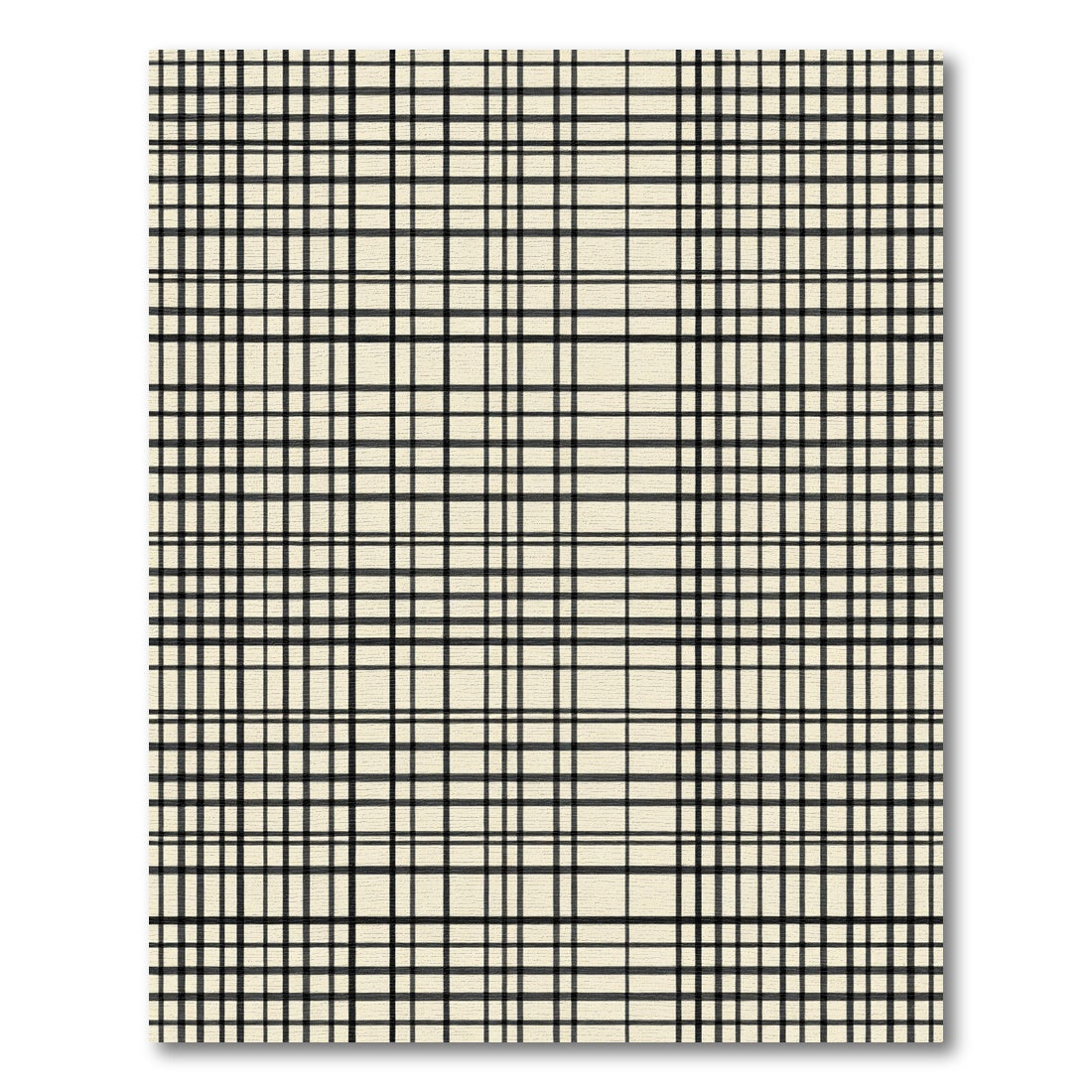Minimalist Black Cream Grid Lines Rug