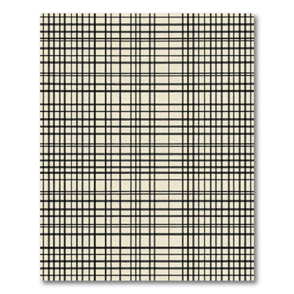 Minimalist Black Cream Grid Lines Rug