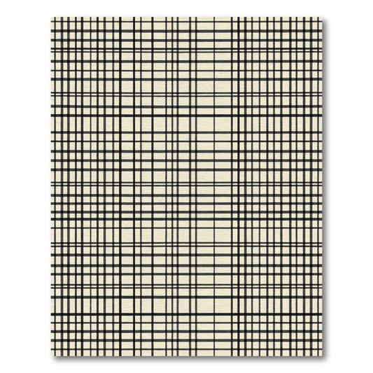Minimalist Black Cream Grid Lines Rug