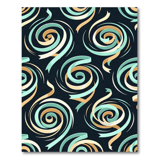 Modern Teal and Gold Swirl Rug