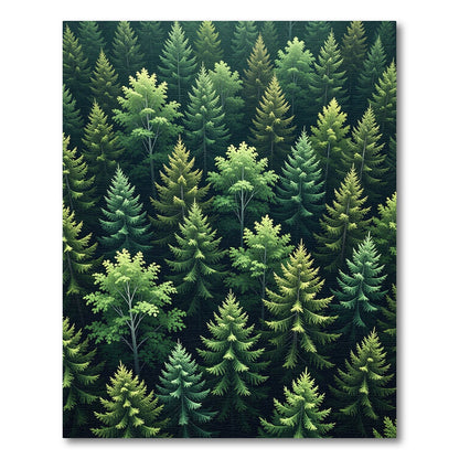 Lush Emerald Evergreen Forest Canopy Rug